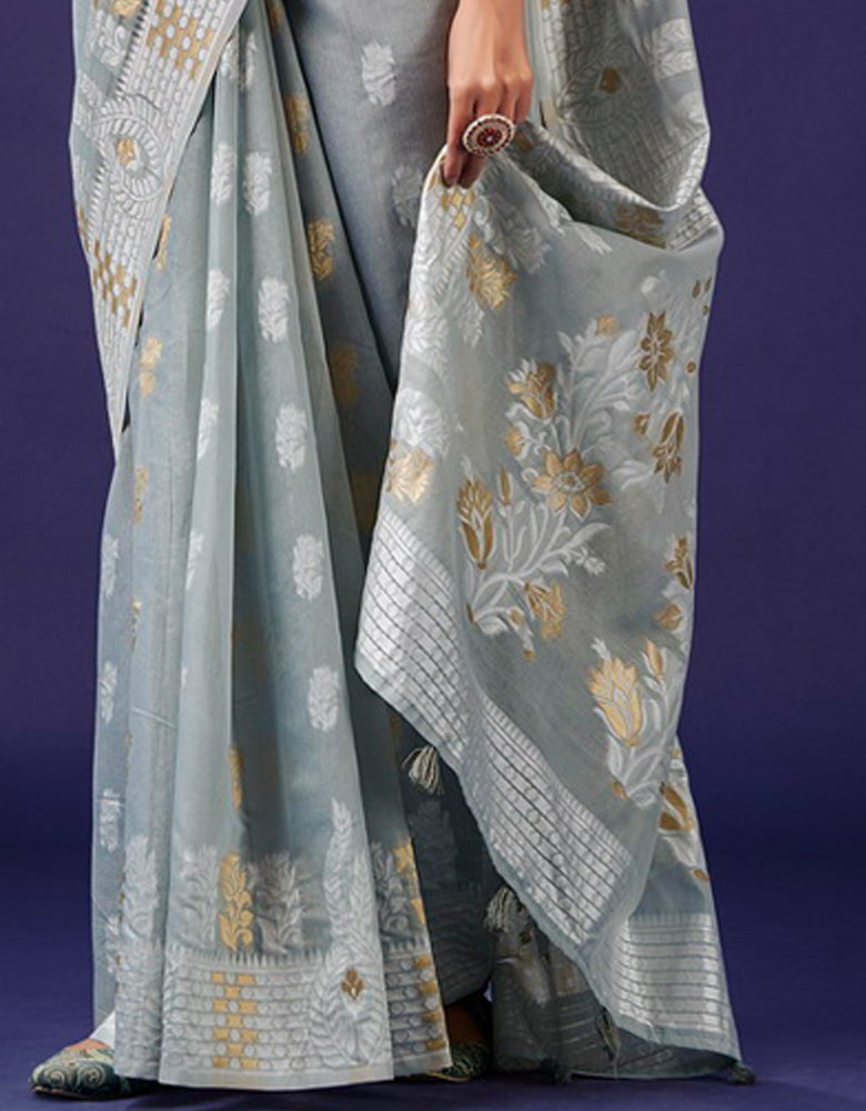 Kaasta Cotton Saree Grey (KV/V8)