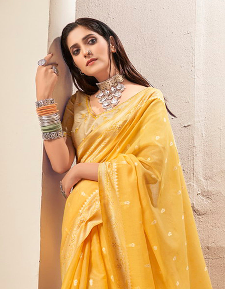 Malhari Cotton Saree Yellow (KV/V4)