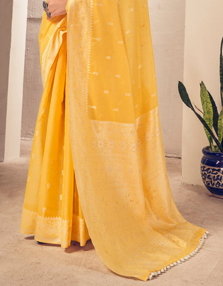 Malhari Cotton Saree Yellow (KV/V4)