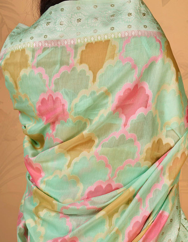 Kaasta Cotton Saree Mint Green (KV/V14)