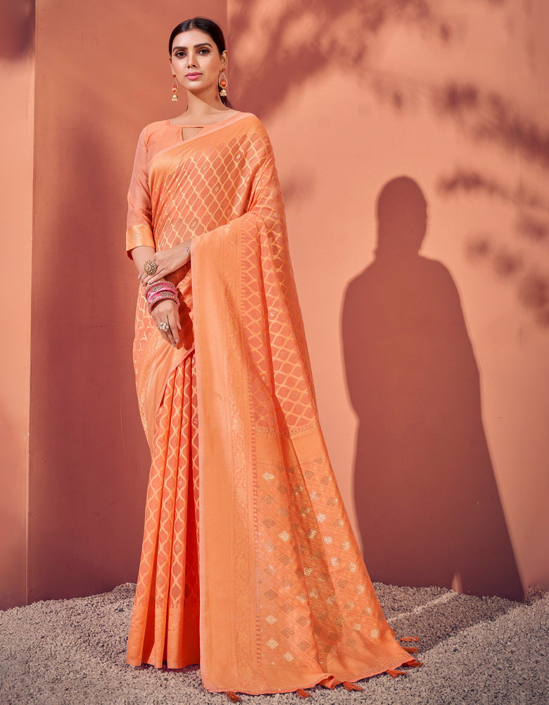 Sur Mantra Cotton Saree Orange (KV/V2)