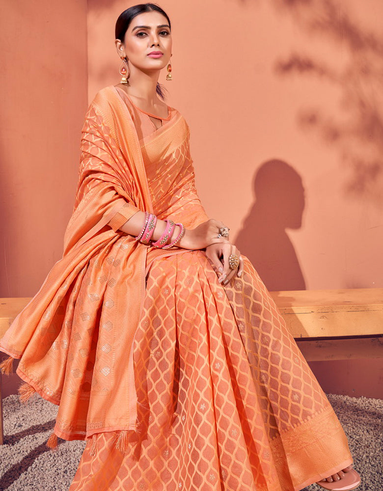 Sur Mantra Cotton Saree Orange (KV/V2)