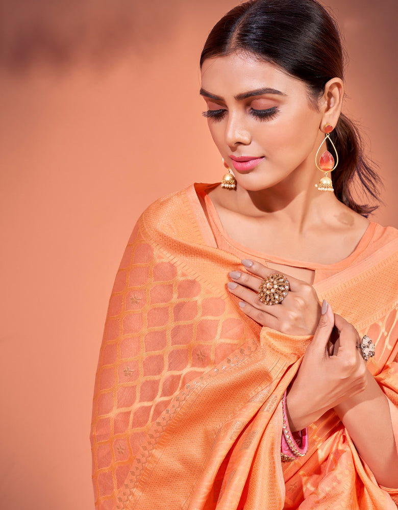 Sur Mantra Cotton Saree Orange (KV/V2)