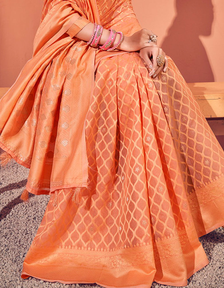 Sur Mantra Cotton Saree Orange (KV/V2)