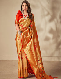 Pashu Silk Zari Silk Amber