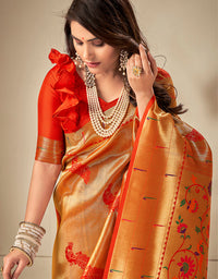 Pashu Silk Zari Silk Amber