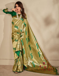 Pashu Silk Zari Silk Emerald Green