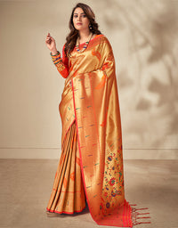 Pashu Silk Zari Silk Orange