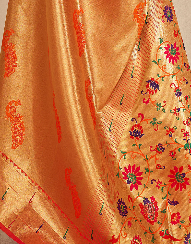 Pashu Silk Zari Silk Orange