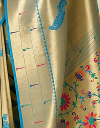 Pashu Silk Zari Silk Teal Blue