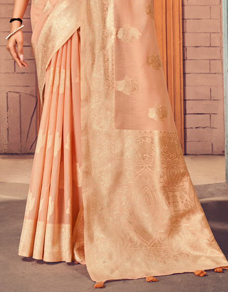 Kaasta Cotton Saree Peach (KV/V4)