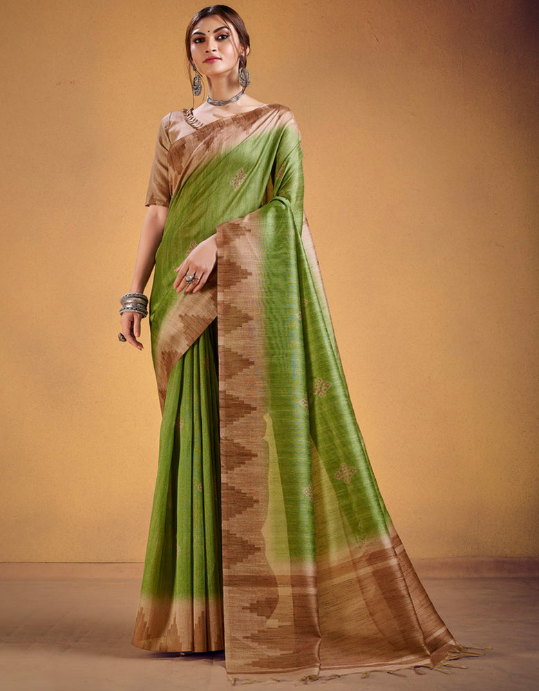 Andaz Cotton Saree Pear Green (CC/V2)