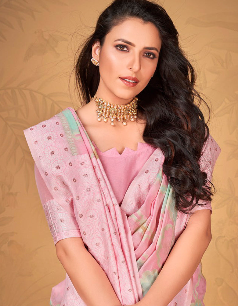 Kaasta Cotton Saree Pink (KV/V14)