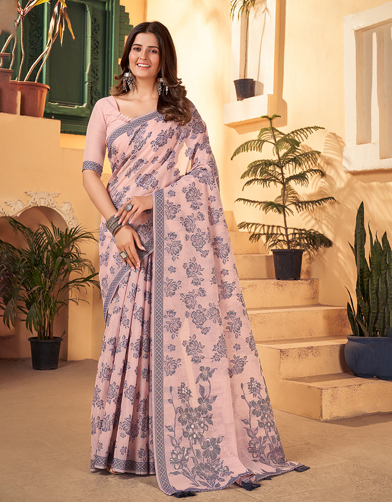 Kotton Vastra Akarshan Saree Pink (KV/V7)