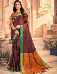 Rajgharana Khun Saree Maroon