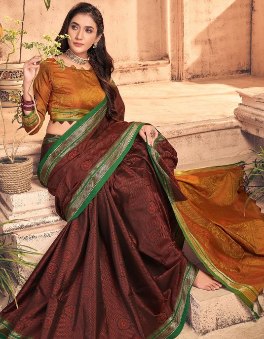 Rajgharana Khun Saree Maroon