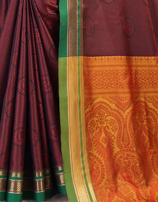 Rajgharana Khun Saree Maroon