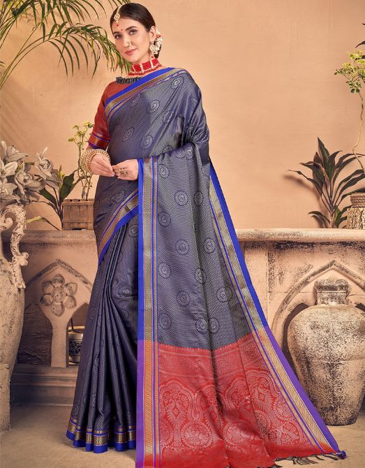 Rajgharana Khun Saree Shining Grey