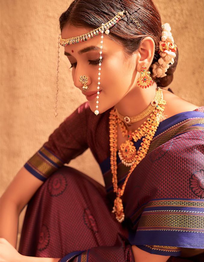 Rajgharana Khun Saree Violet