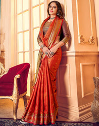 Rajkumari Khun Saree Orange