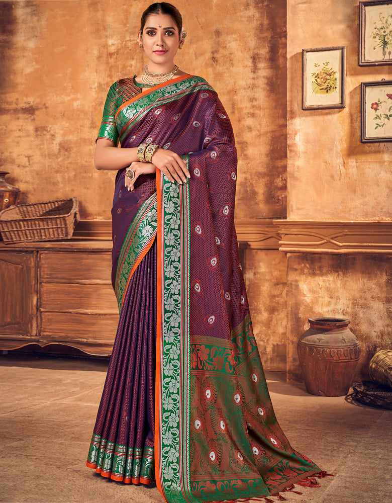 Rajmani Khun Saree Maroon