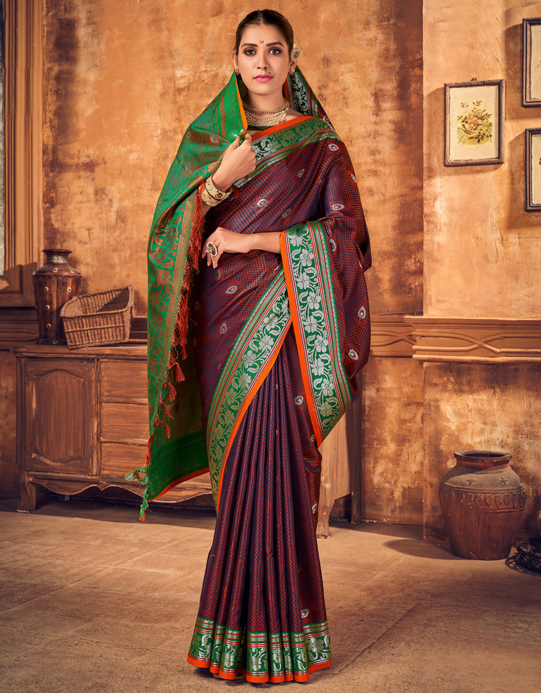 Rajmani Khun Saree Maroon