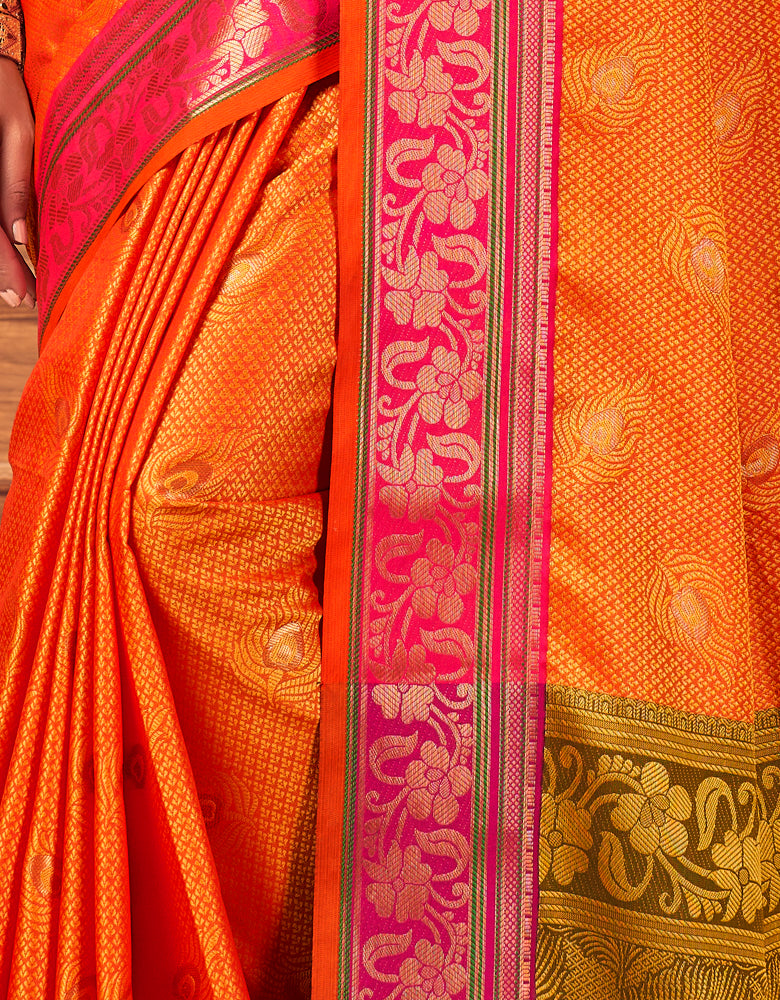 Rajmani Khun Saree Orange