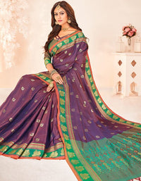 Rajmayuri Khun Saree Maroon Purple