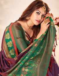 Rajmayuri Khun Saree Maroon Purple