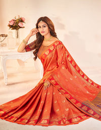 Rajmayuri Khun Saree Orange