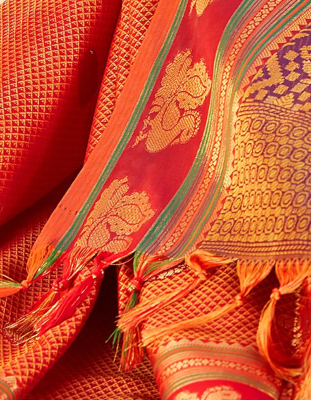 Rajmayuri Khun Saree Orange