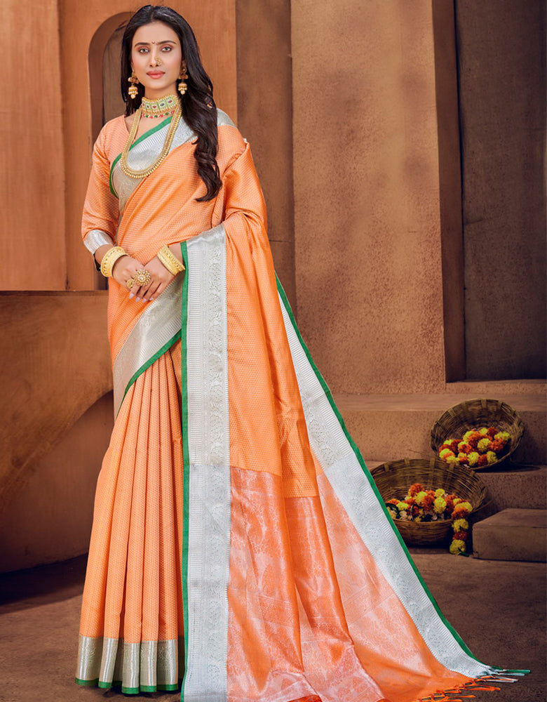 Rajsheela Khun Saree Salmon Orange