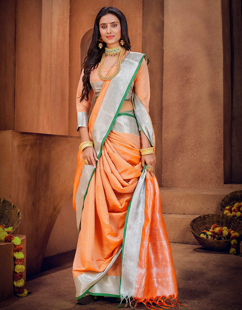 Rajsheela Khun Saree Salmon Orange