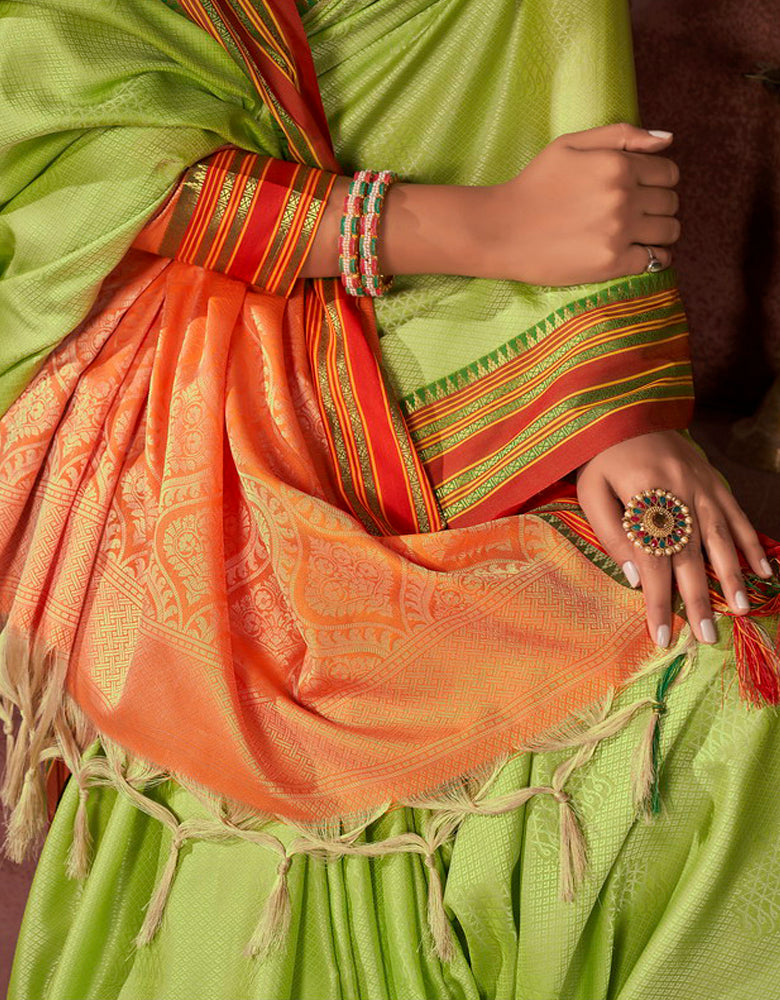 Rajsundari Khun Saree Tender Green