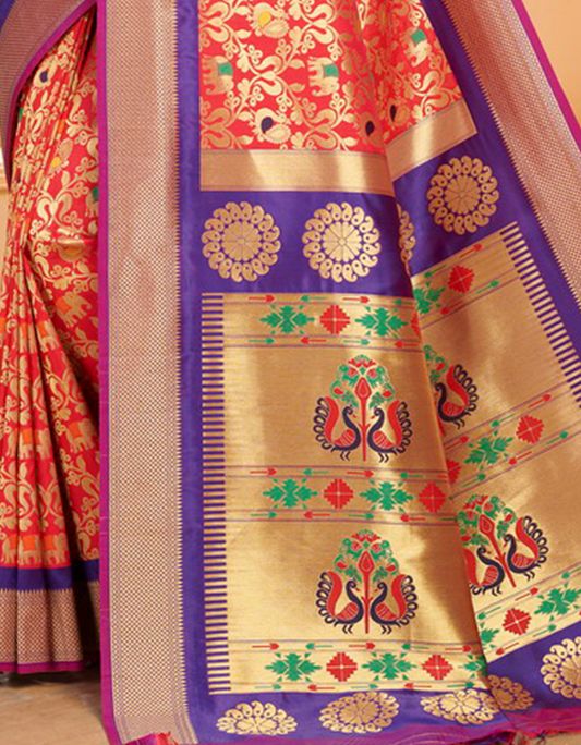 Silk Paithani Silk Saree Red