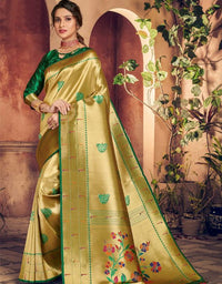 Silk Sanatan Cotton Saree Golden & Green