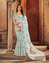 Kotton Vastra Akarshan Saree Sky Blue (KV/V5)