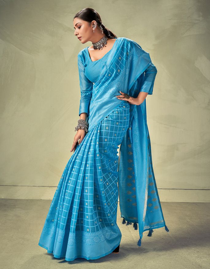 Sur Mantra Cotton Saree Blue