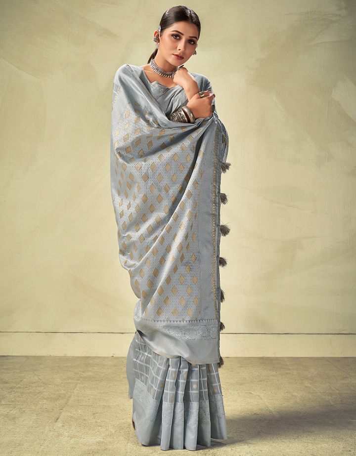 Sur Mantra Cotton Saree Grey