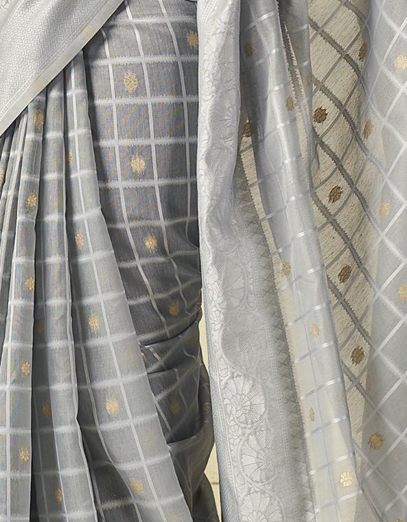 Sur Mantra Cotton Saree Grey