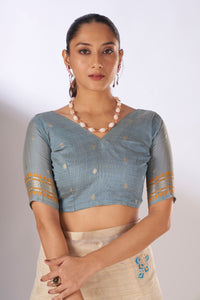 Barkha Cotton In Beige and Dark Blue