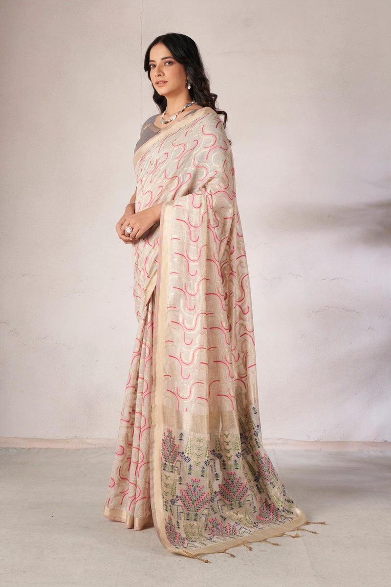 Zaika Cotton In Beige And Yellow