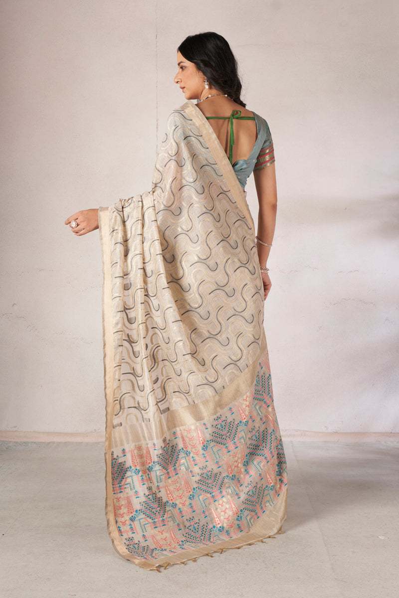 Zaika Cotton In Beige And Grey