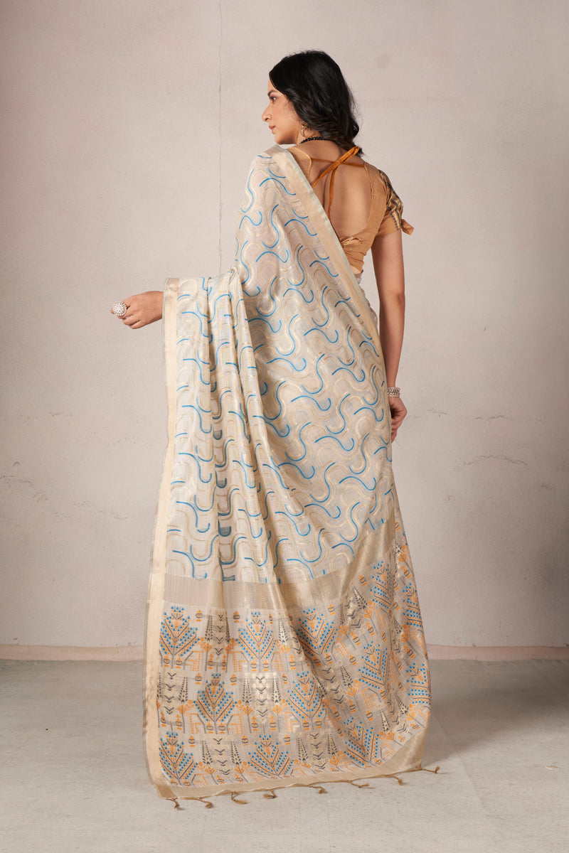 Zaika Cotton In Beige And Blue