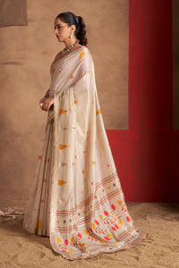 Aastha Cotton In Beige with Red And Yellow