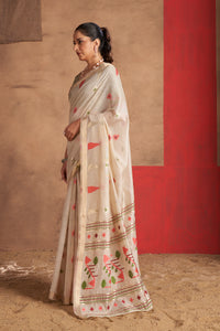 Aastha Cotton In Beige Dark Pink And Green