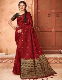 Taraash V-1 Raw Silk Saree Blood Red