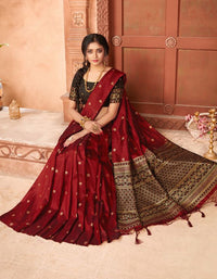 Taraash V-1 Raw Silk Saree Blood Red