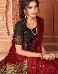 Taraash V-1 Raw Silk Saree Blood Red