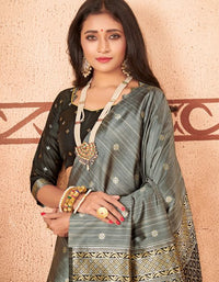 Taraash V-1 Raw Silk Saree Grey